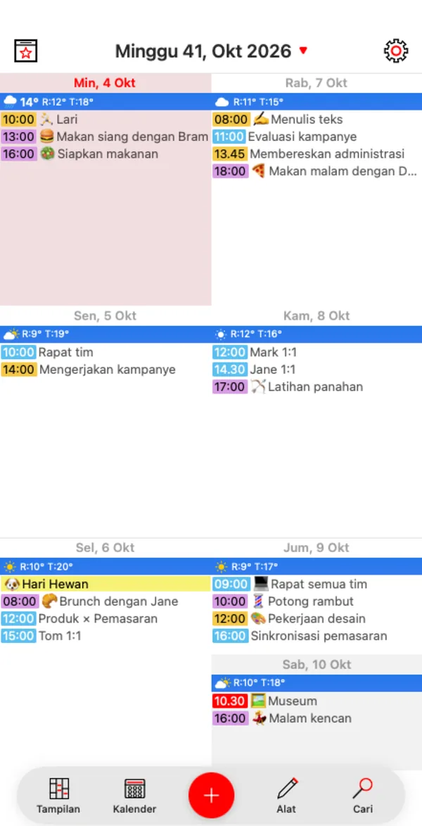 Agenda: minggu klasik dua kolom